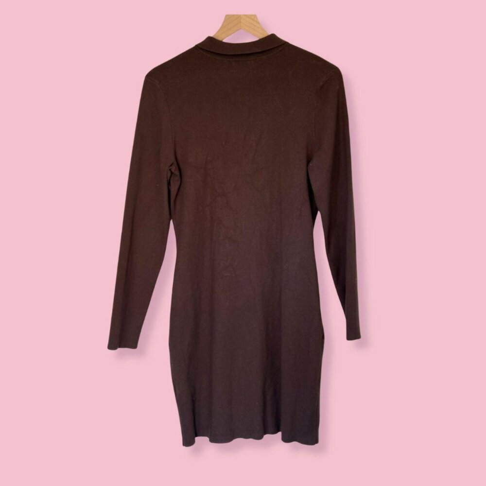 Aritzia Women's Brown Button Down Bodycon Dress - Picture 4 of 5
